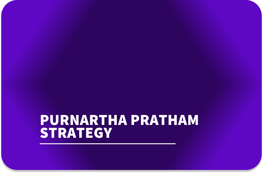 Visual representation of the Purnartha Pratham strategy, highlighting its main elements and strategic framework.